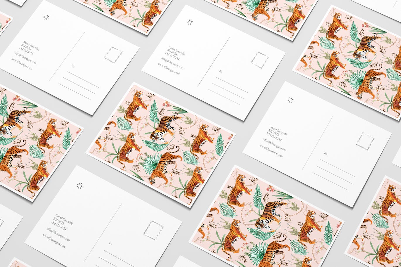 热带植物&亚洲虎水彩艺术办公文具设计套装 Tropical & Tigers Art & Stationary Kit插图(2)