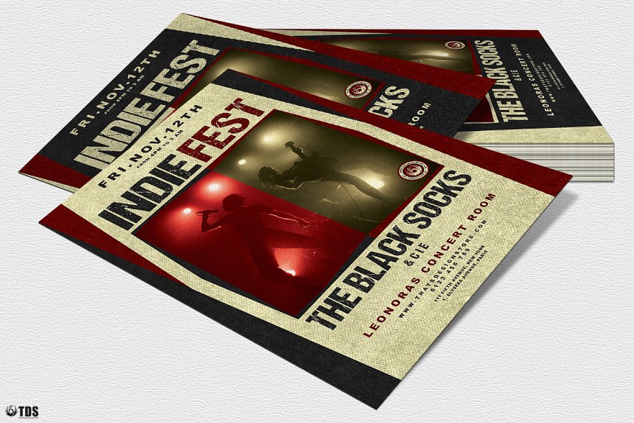 独立音乐节派对传单PSD模板v4 Indie Live Festival Flyer PSD V4插图(3)