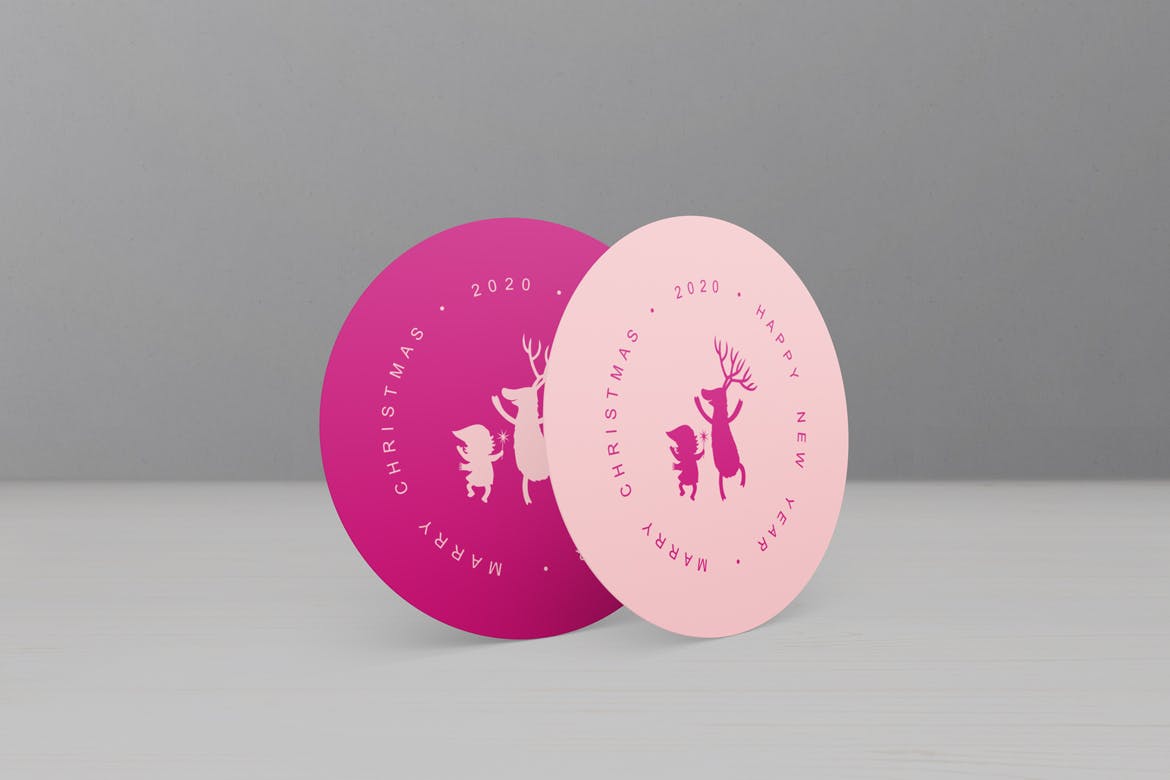 圆形卡片/贴纸设计效果图样机素材库精选v1 Round Cards / Stickers Mock-Ups Vol.1插图(2)