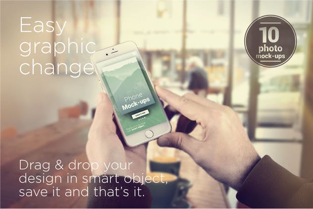 手持旧款iPhone手机样机模板 iPhone Mock-ups – No-stock edition插图(1)