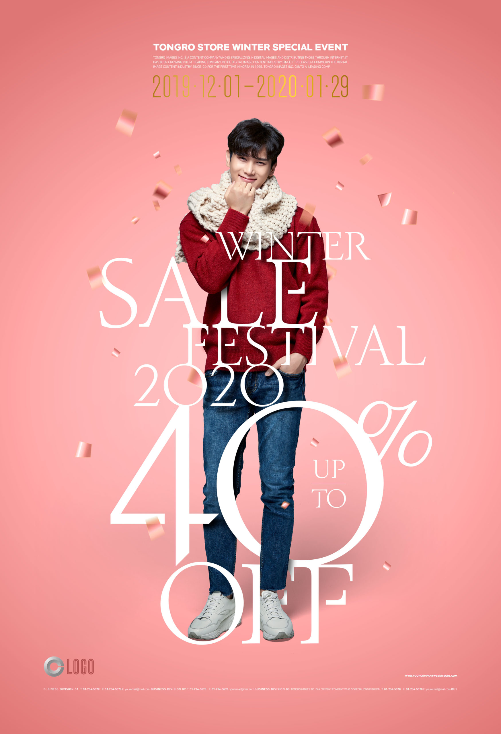 男士冬装促销宣传电商海报设计模板[PSD]插图