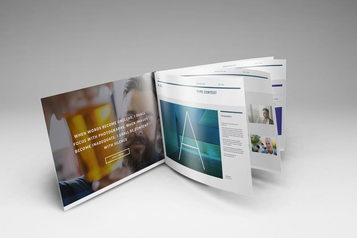 A4横向摄影画册宣传册样机 A4 Landscape Brochure Mockups插图