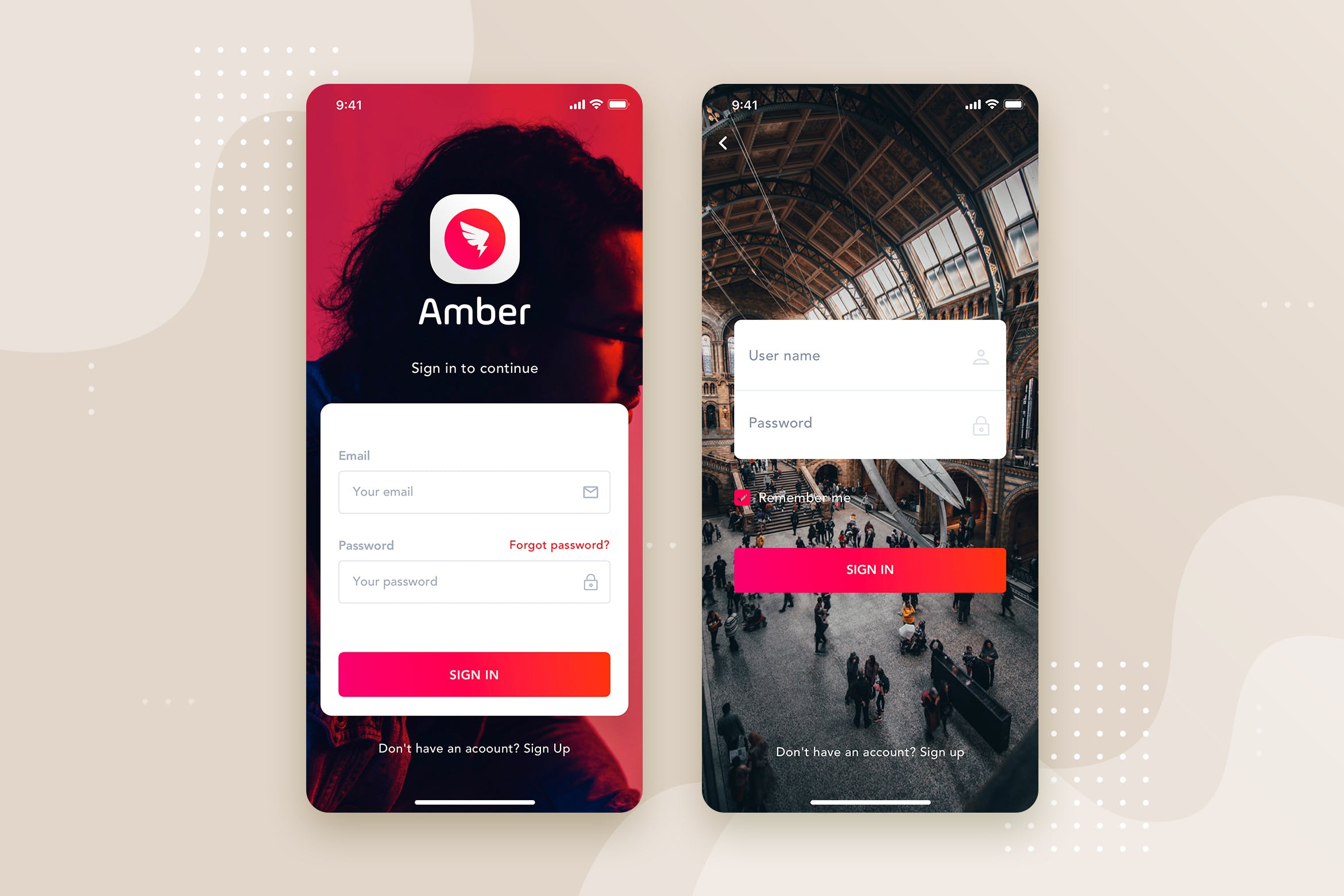 APP应用注册登录界面设计模板下载v5 Login/Sign in Mobile Interface Concept插图