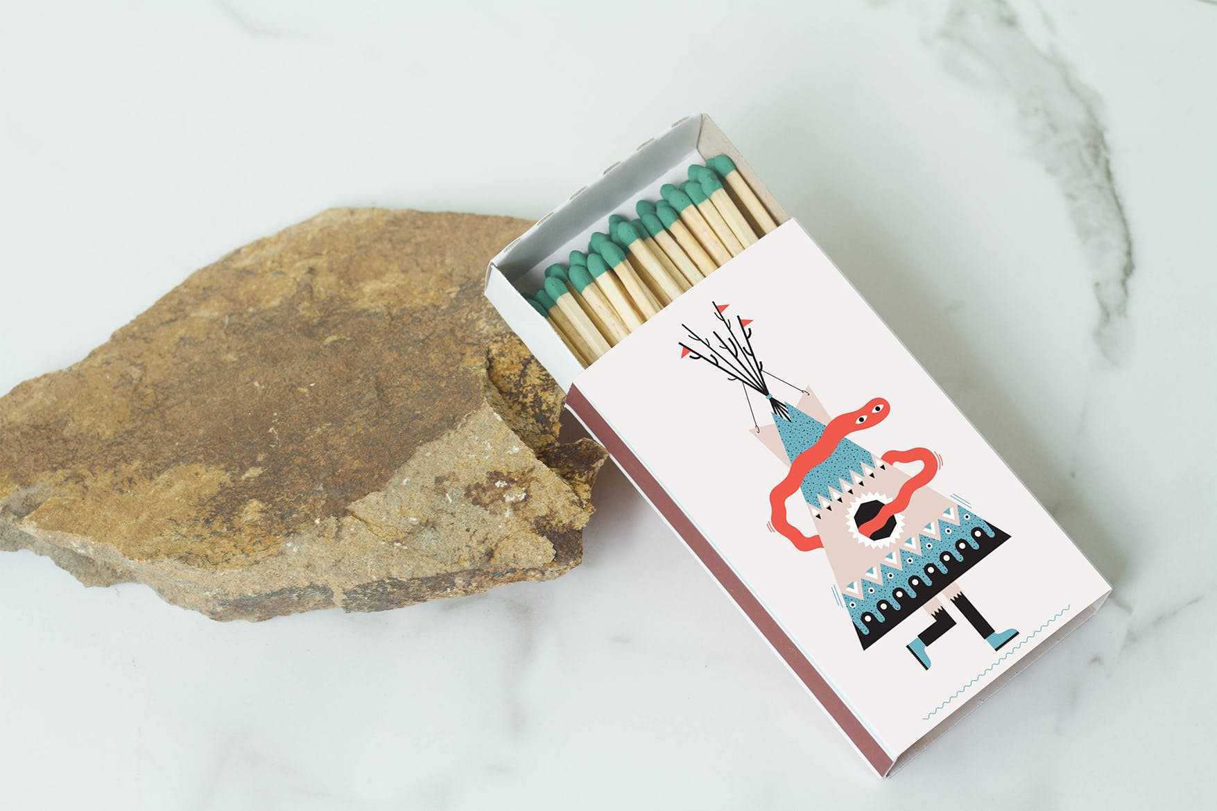 火彩盒外观设计图素材库精选模板 Matches Box Mockup插图(4)