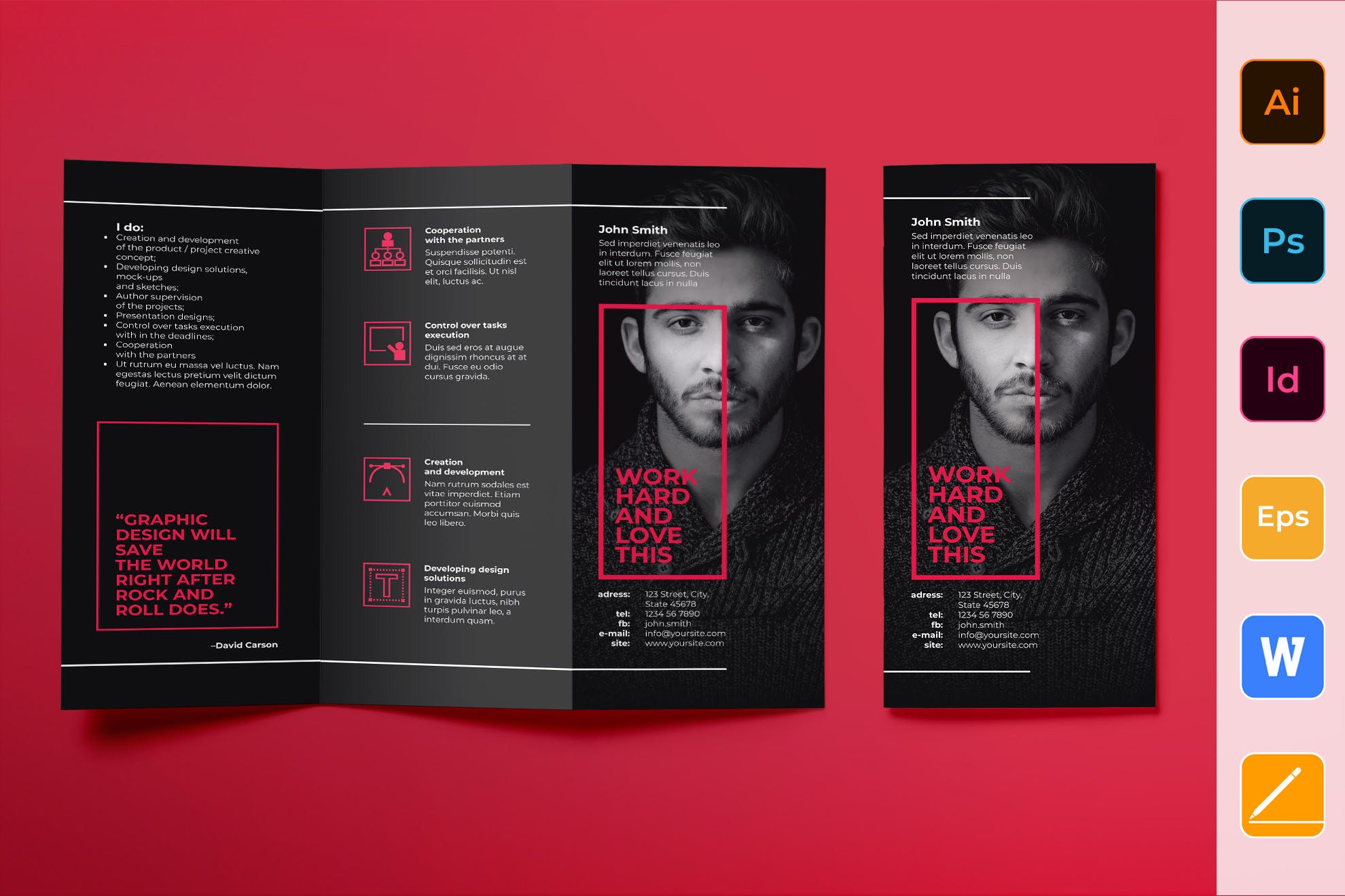 艺术指导策划工作室三折页宣传单设计模板 Art Director Brochure Trifold插图