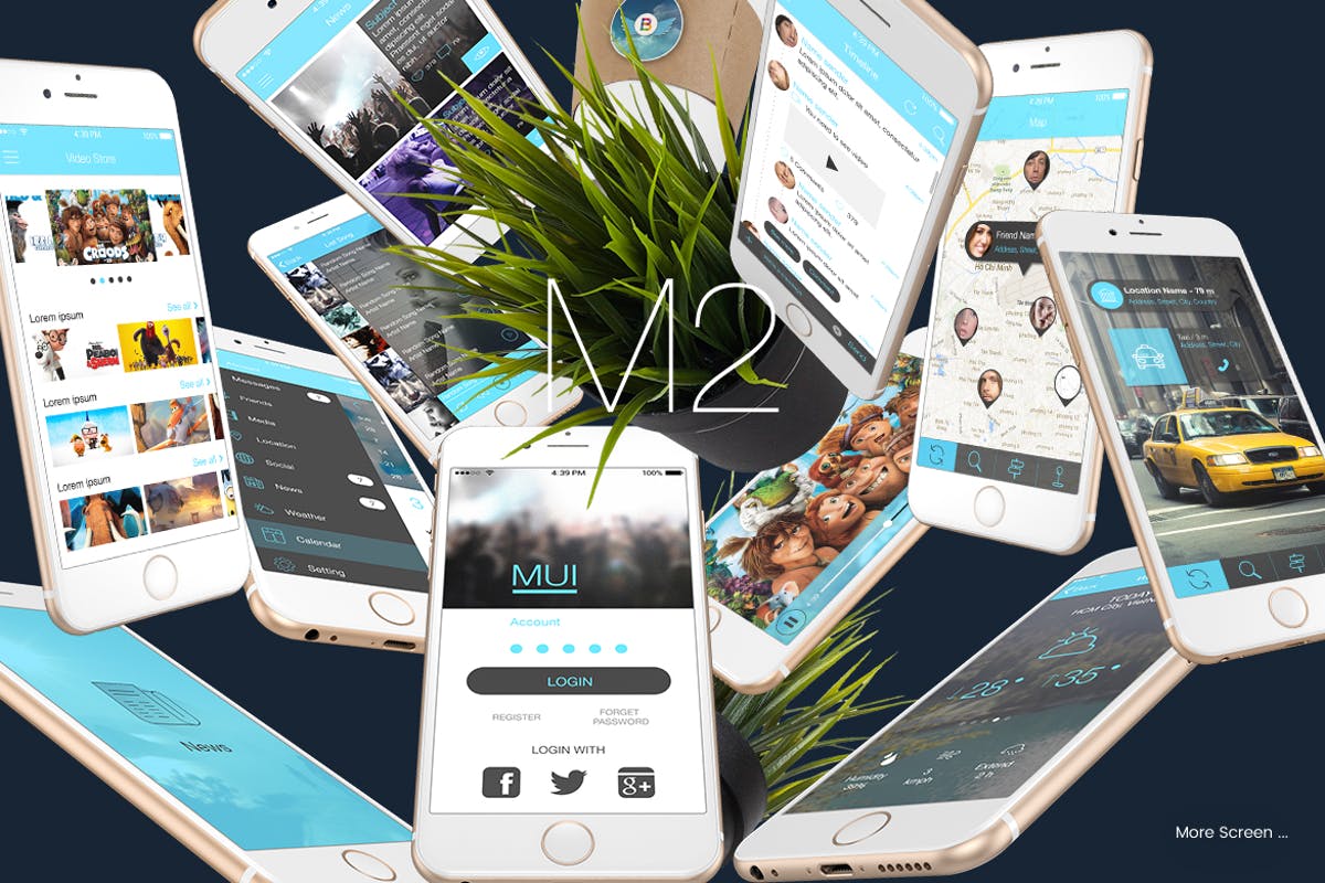 极简主义手机APP应用界面设计UI套件V.2 Minimailist Mobile UI Kit V.2插图