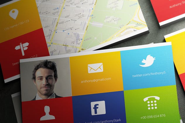 多彩组合格子设计风格企业名片模板 Colors Business Card Design插图(1)