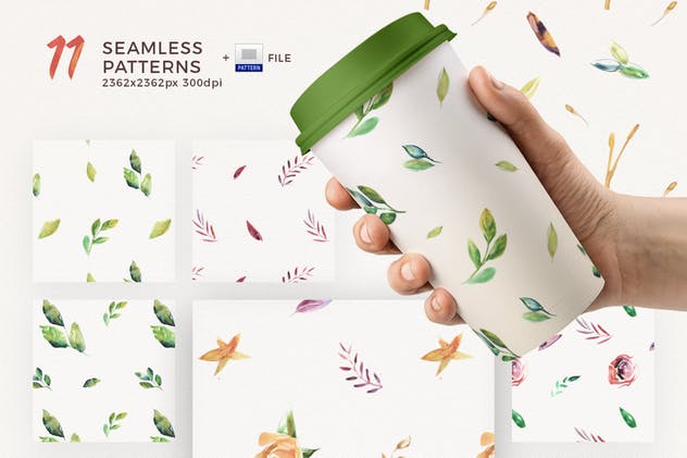 水彩手工设计花卉图案合集 Watercolor Handmade Design Bundle插图(3)