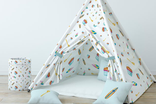 夏季可爱手绘水彩无缝插图 Watercolor Summer Patterns插图(5)