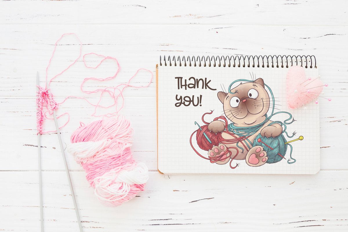 手工针织花卉/爱心矢量剪贴画合集插图(12)