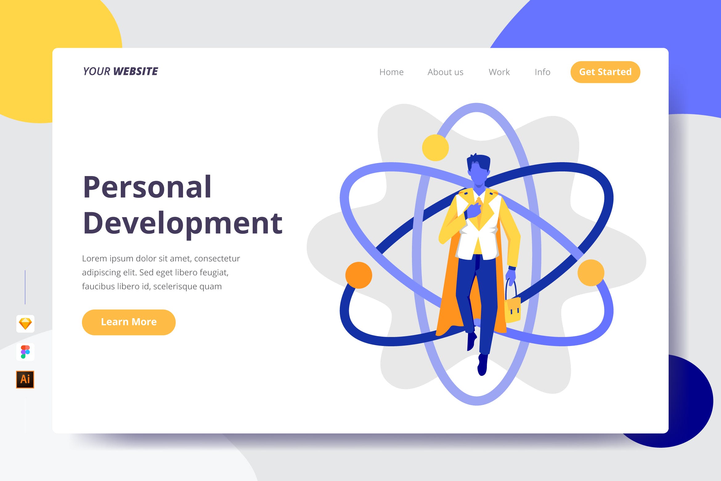 职场发展主题插画网站着陆页设计素材库精选模板 Personal Development – Landing Page插图