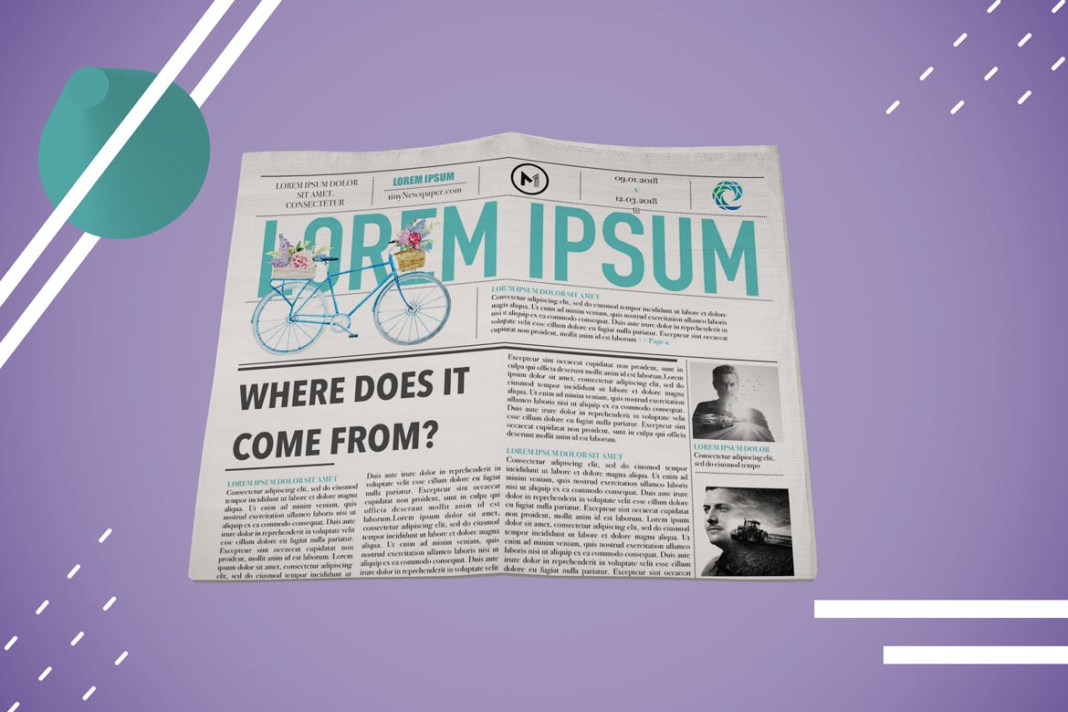 报纸版式设计效果图样机素材库精选模板 Abstract Newspaper MockUp插图(6)