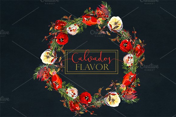 冬季红色水彩花卉剪贴画合集 Red Winter Flowers Clipart Set插图(10)