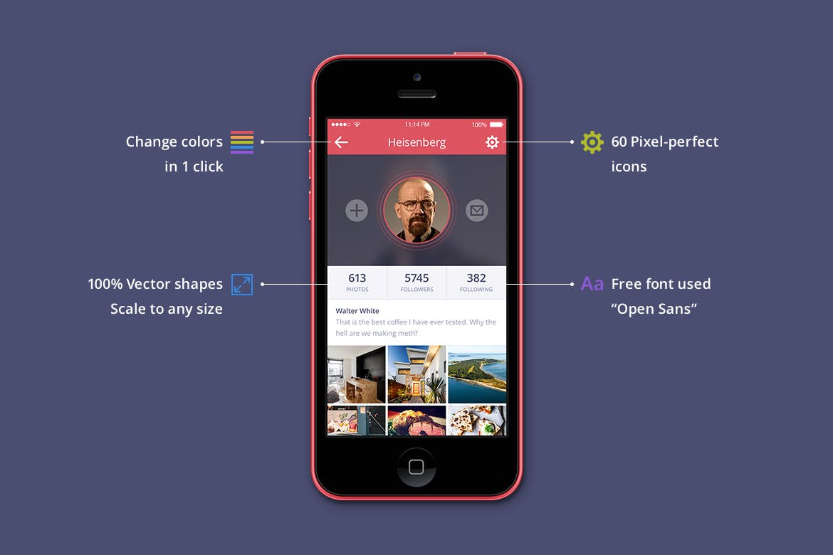 社交电商APP应用UI设计套件 Coloristic UI Kit插图(7)