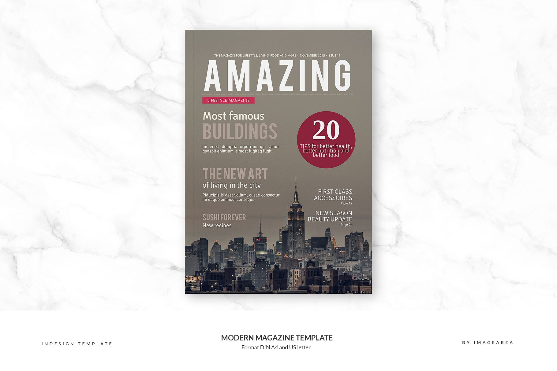 现代摩登城市宣传杂志画册模板 Modern Magazine Template插图