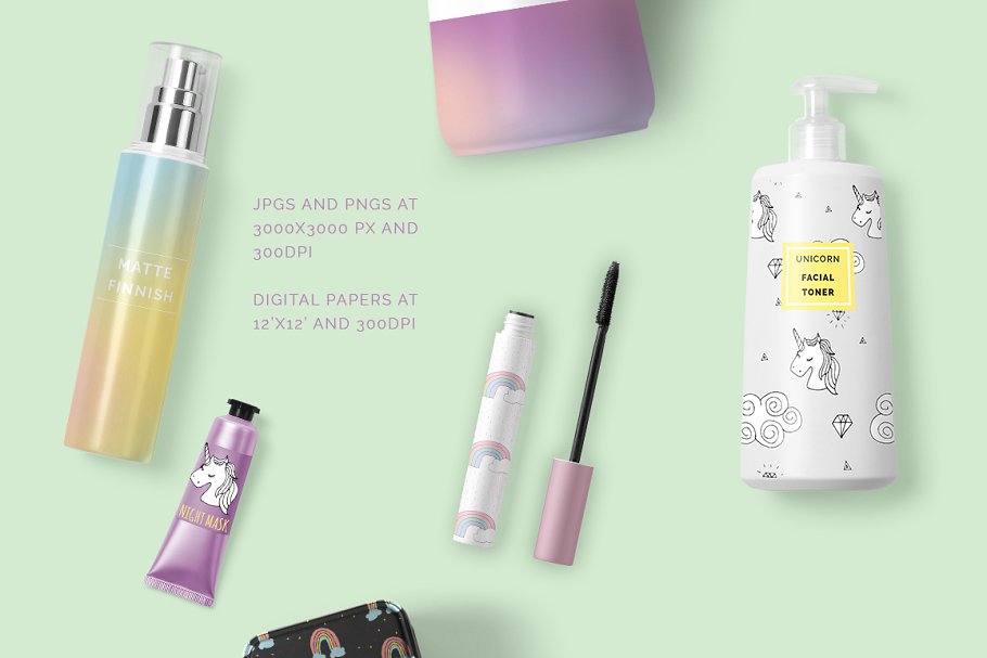 独角兽与彩虹矢量图案纹理 Unicorns & Rainbows Vector Patterns插图(3)