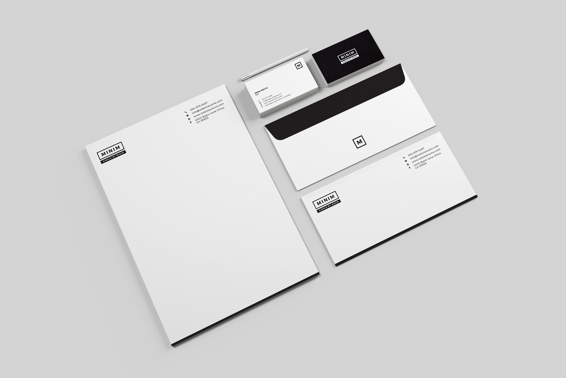 简约实用品牌办公文具样机模板 Minim – Simple Clean Stationery插图(1)