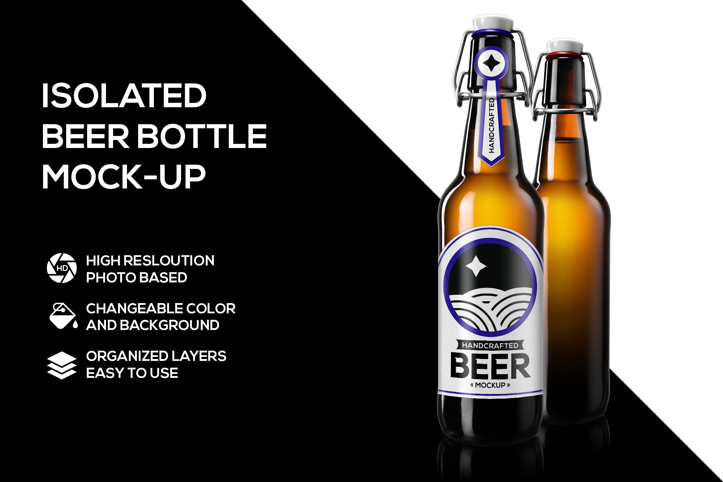 易拉瓶盖啤酒瓶外观设计效果图样机 Beer bottle mockup插图