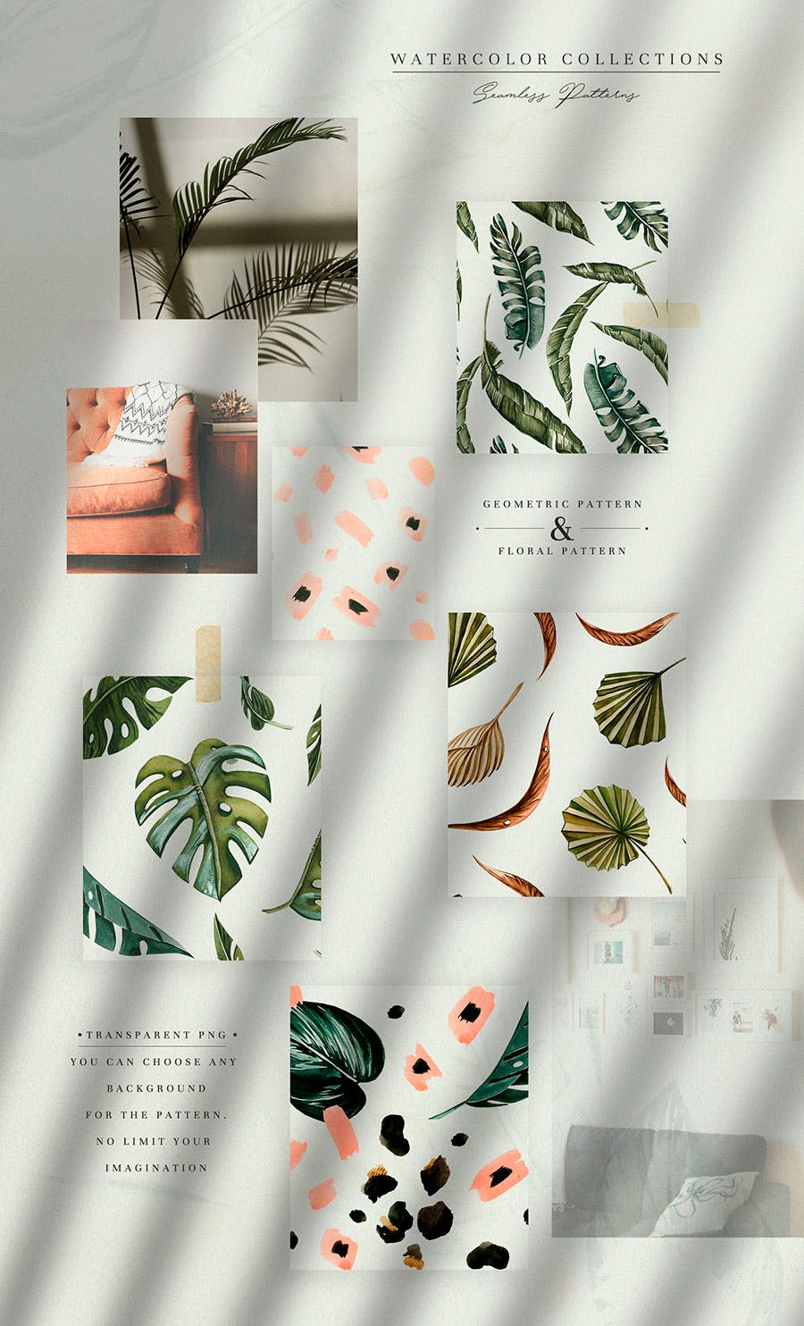 热带植物水彩手绘图案设计素材套装 Tropics & Coral Watercolor Set插图(2)