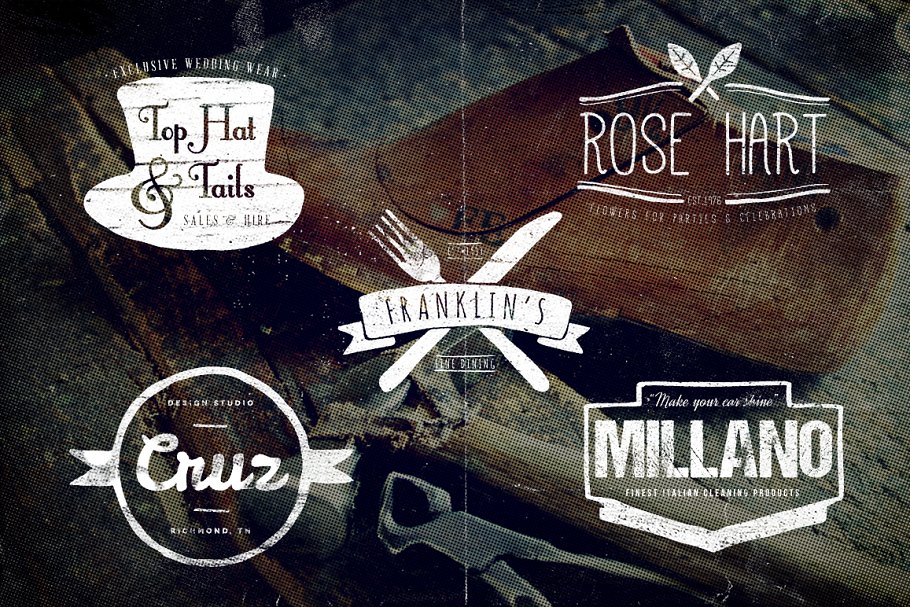 9款手绘复古Logo设计模板 9 Hand Drawn Vintage Logos插图(2)