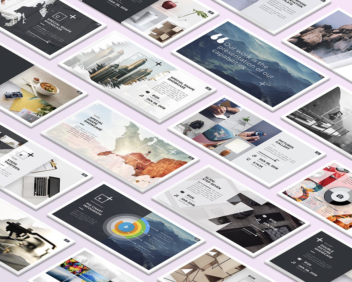 等距桌面屏幕截图预览样机v2 Isometric Desktop Screens Mockup V02插图(1)