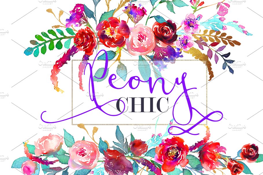 紫色水彩花卉剪贴画 Purple Watercolor Flowers Clipart插图(1)