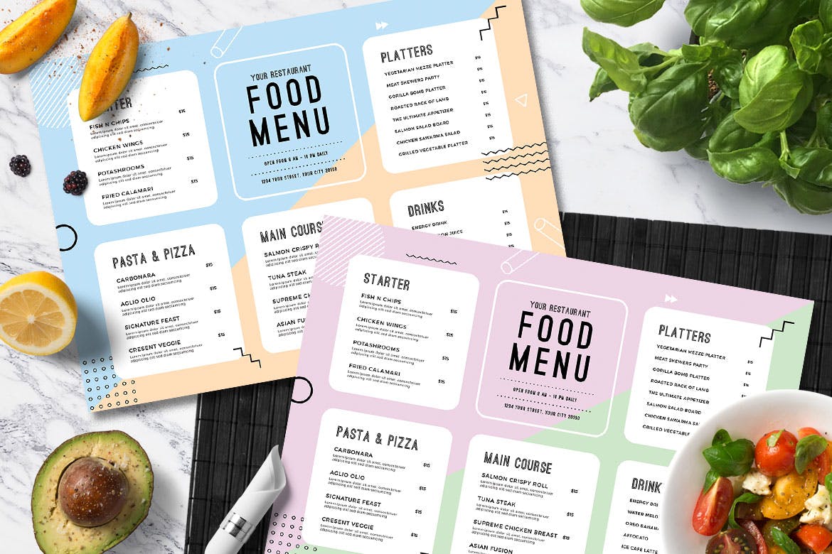 简约风格夏天餐厅菜单设计模板 Summer Food Menu插图(2)