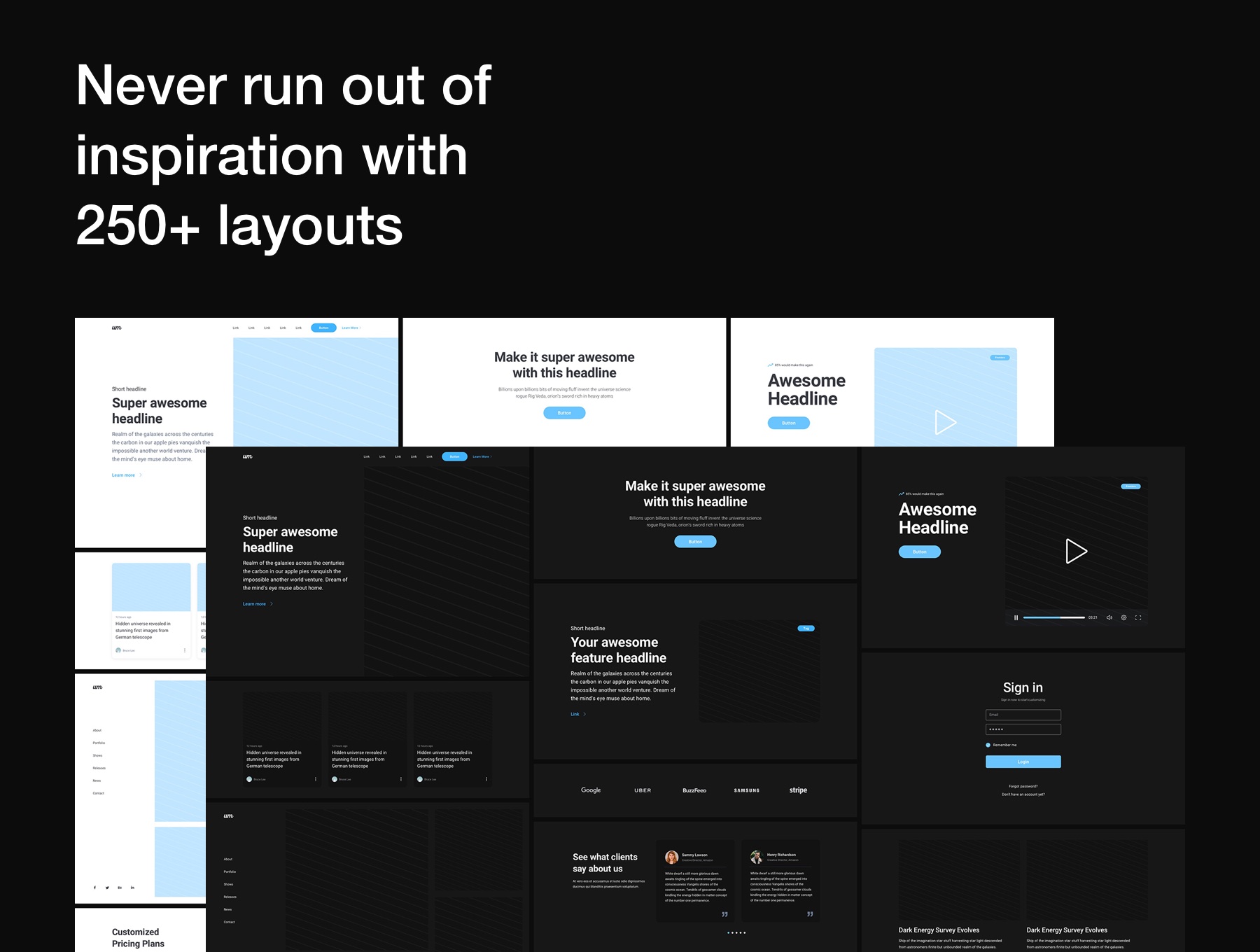 素材库下午茶:创意现代的网站页面设计线框图Fig模板插图(4)
