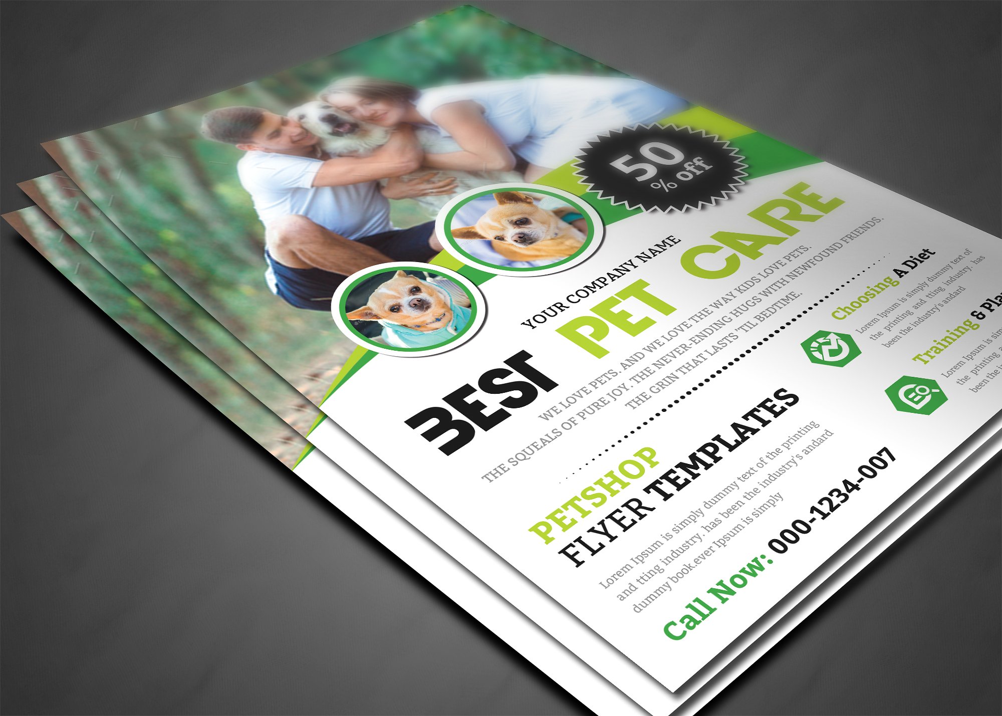 宠物医院护理机构宣传传单模板 Pet Care Flyer Templates插图(2)