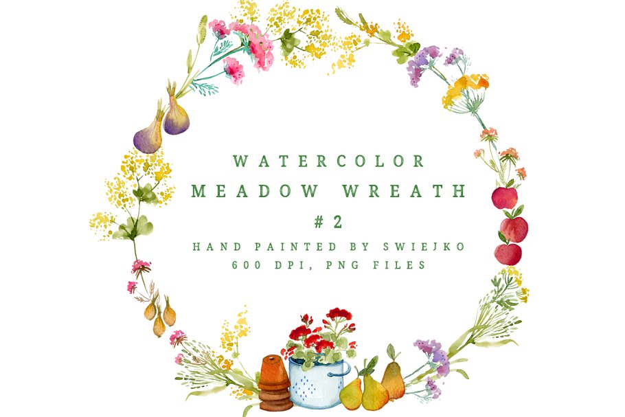 水彩花园元素插画设计套装 Watercolor Gardener Set插图(4)