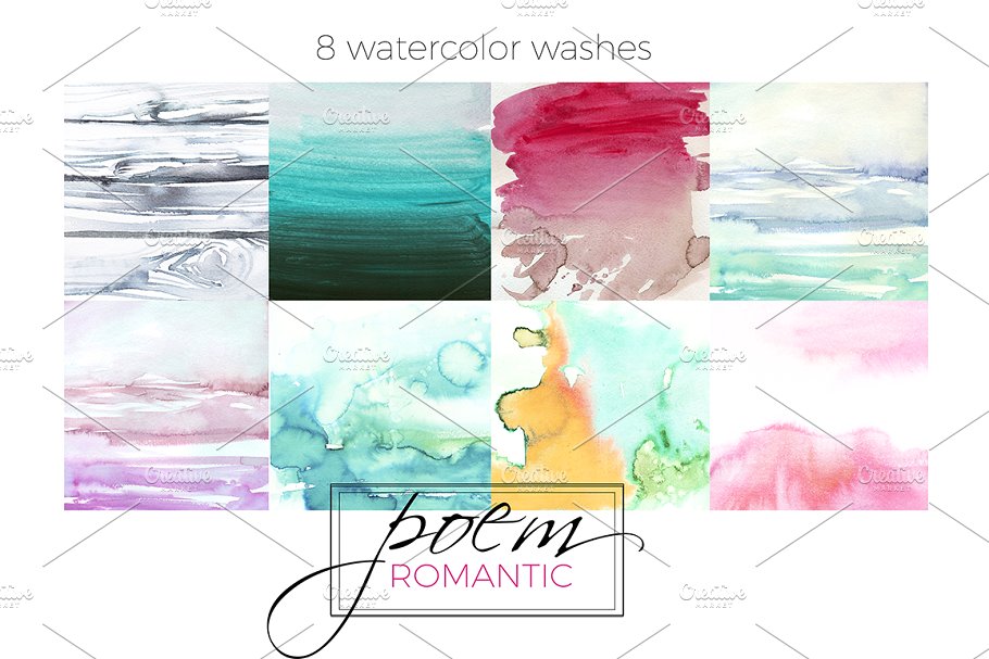 红色品红色水彩花卉插画 Red Magenta Watercolor Florals插图(8)