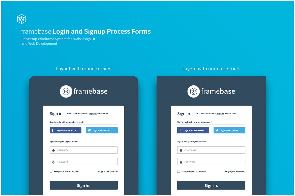 网站登录和注册表单设计AI&PSD模板 Bootstrap Login & Registration Form插图(4)