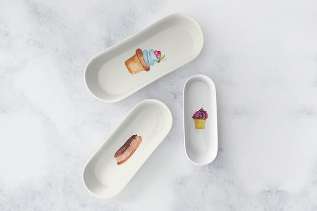 手绘水彩糕点无缝图案合集 Watercolor Pastry Patterns插图(4)