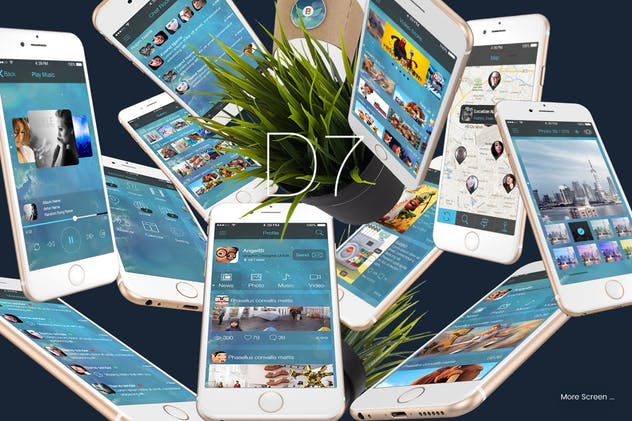 多用途娱乐类APP应用界面设计UI套件 D7 – Mobile UI Kit插图(1)