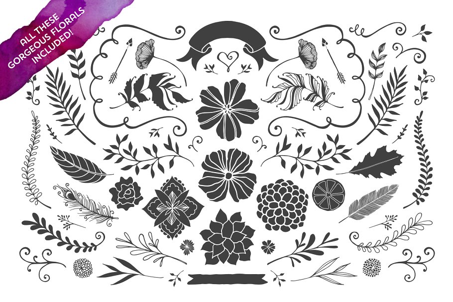 品牌设计水彩设计元素合集 The Watercolor Branding Kit插图(5)