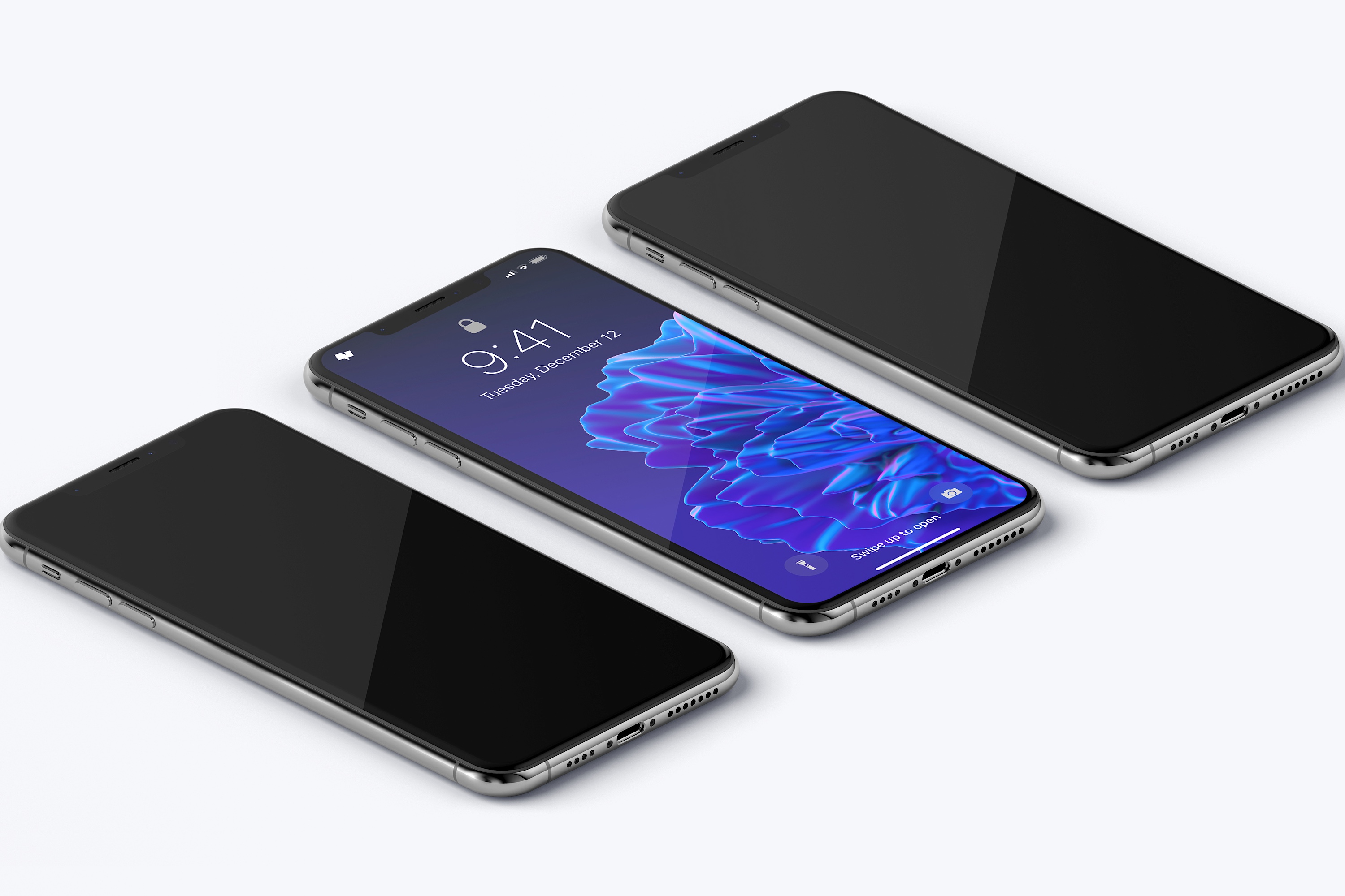 iPhone XS Max智能手机等距左视图样机 iPhone XS Max Mockup, Isometric Left View插图(1)