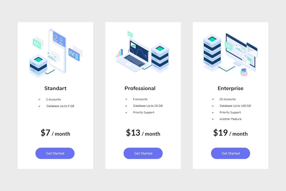 网站服务价格表单设计模板v4 Pricing Table Vol.4插图(1)