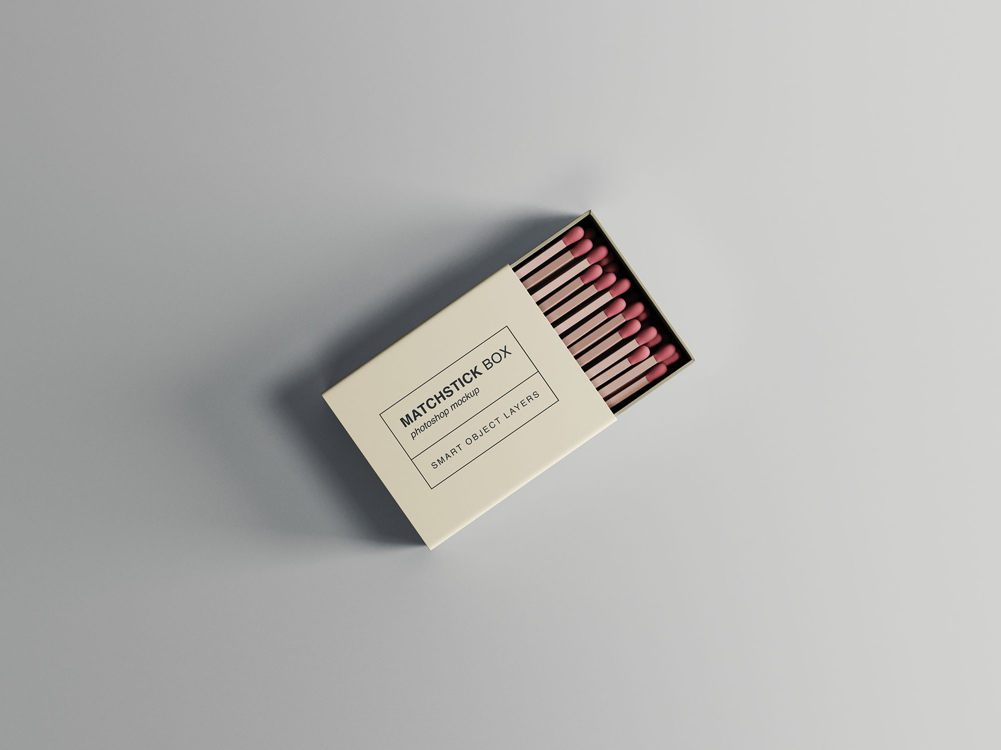 火柴盒外观设计俯视图素材库精选模板 Matchstick Box Mockup插图