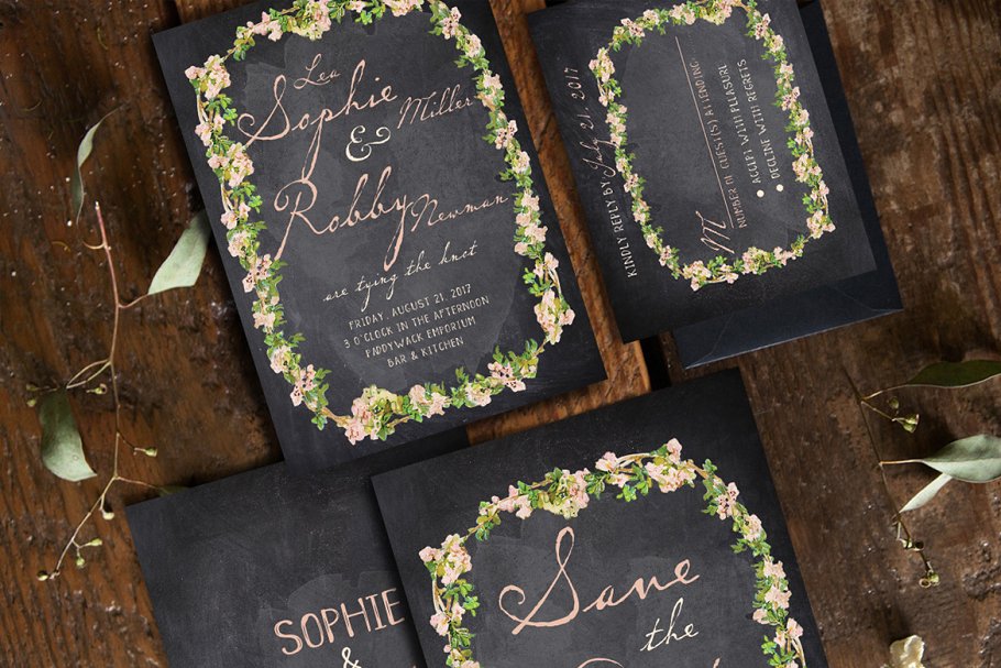 复古风格花卉婚礼设计套件 Vintage Flower Wedding Suite插图(3)