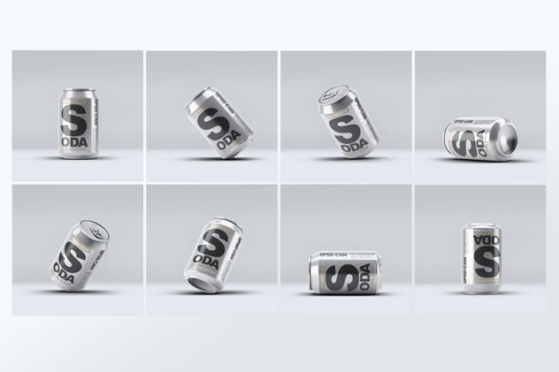 苏打水品牌易拉罐包装外观设计样机 Soda Can Mock-Up插图(1)