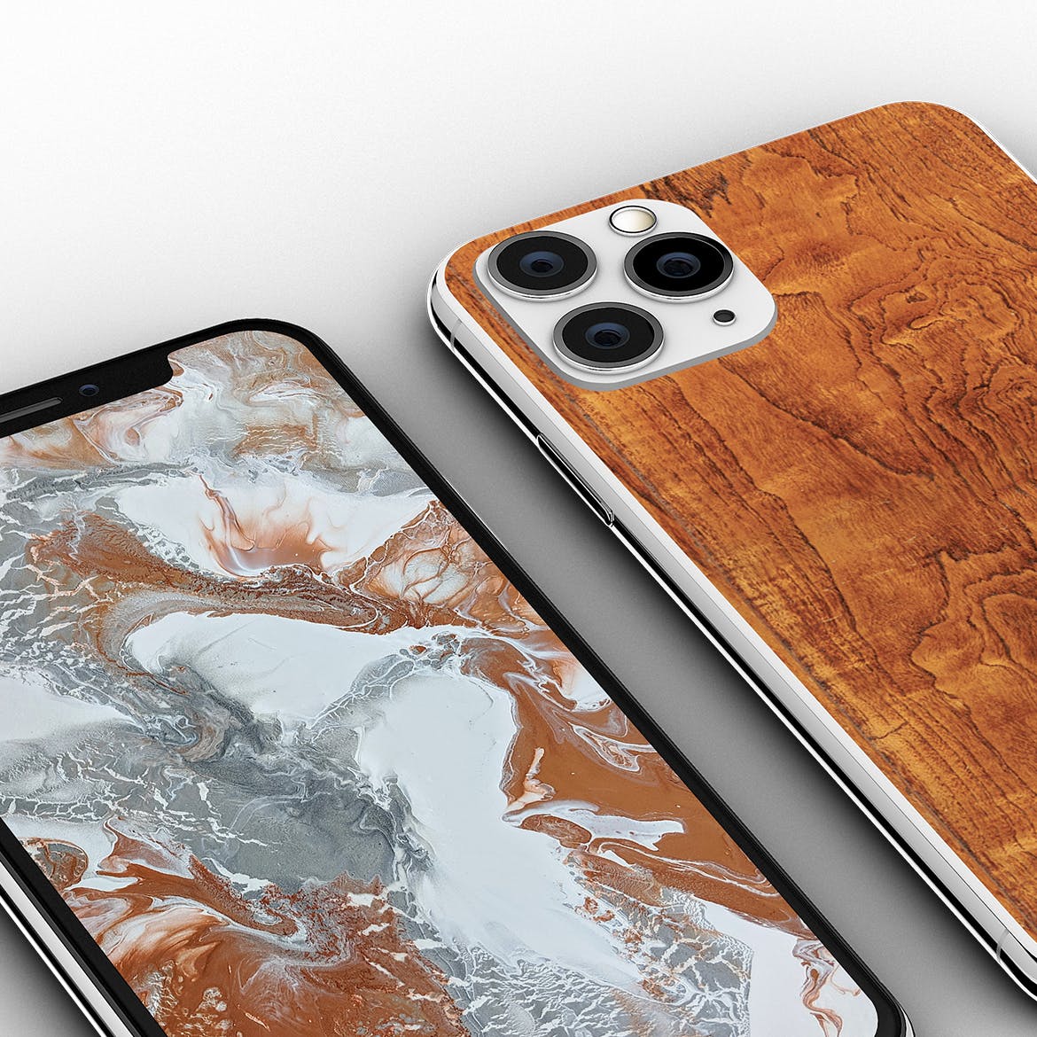 iPhone 11手机正方面视图样机模板 Tabled Phone 11 Front & Back PSD Mock-up插图(1)