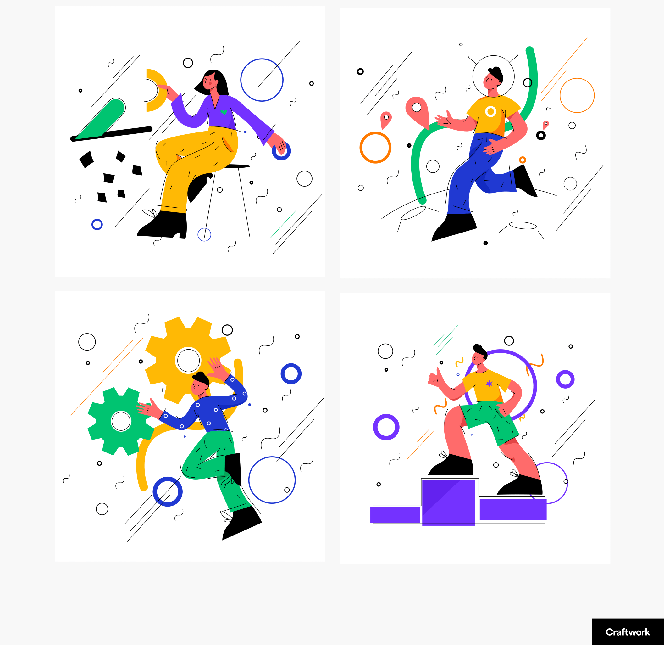 素材库下午茶：多彩的人物元素矢量网站设计插画合集插图(5)