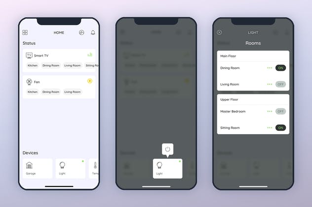 智能家居APP－灯光控制界面设计模板 Light Smarthome Mobile UI – FP插图(1)