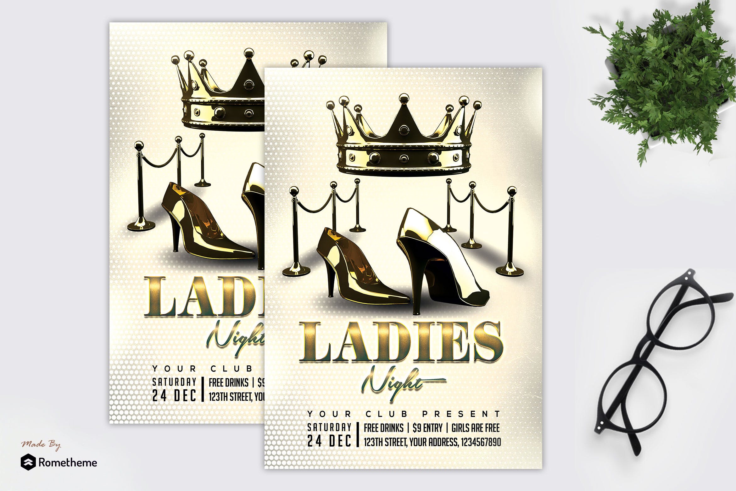 女王之夜俱乐部活动传单设计模板 Ladies Night Party – Flyer MR插图
