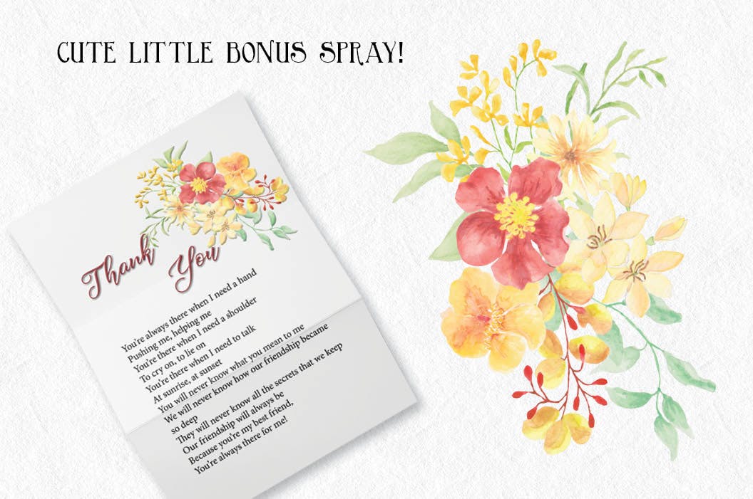 8款水彩花卉手绘剪贴画PNG图片素材 Set of 8 Watercolor Clip Art Sprays IV插图(5)