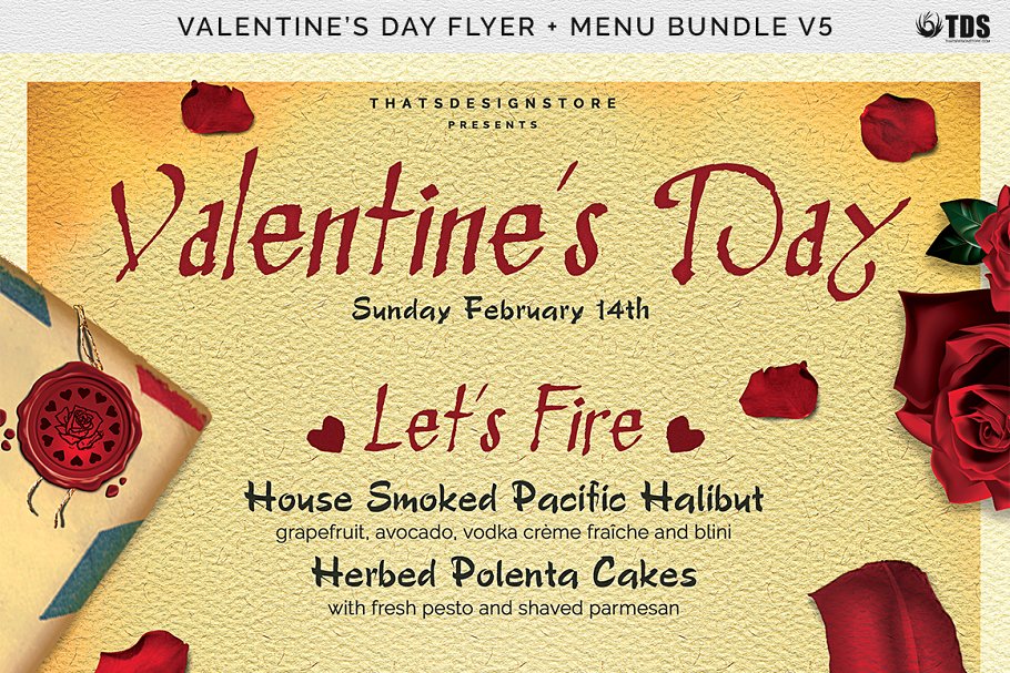 情人节主题传单+菜单PSD模板 V5 Valentines Day Flyer+Menu PSD V5插图(6)
