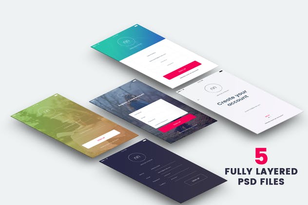 极简主义手机APP登陆界面UI套件 UU – Minimal Mobile UI Kit Part 03 Sign Up form插图(1)