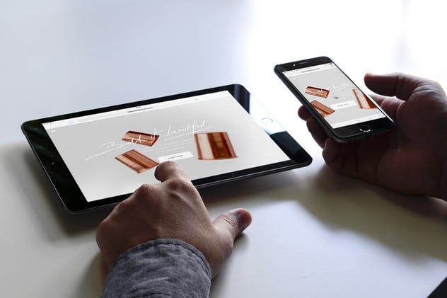 iPad Air&iPhone移动设备Web应用程序设计演示样机 iPad Air iPhone Responsive Display Web App Mock-Up插图(5)