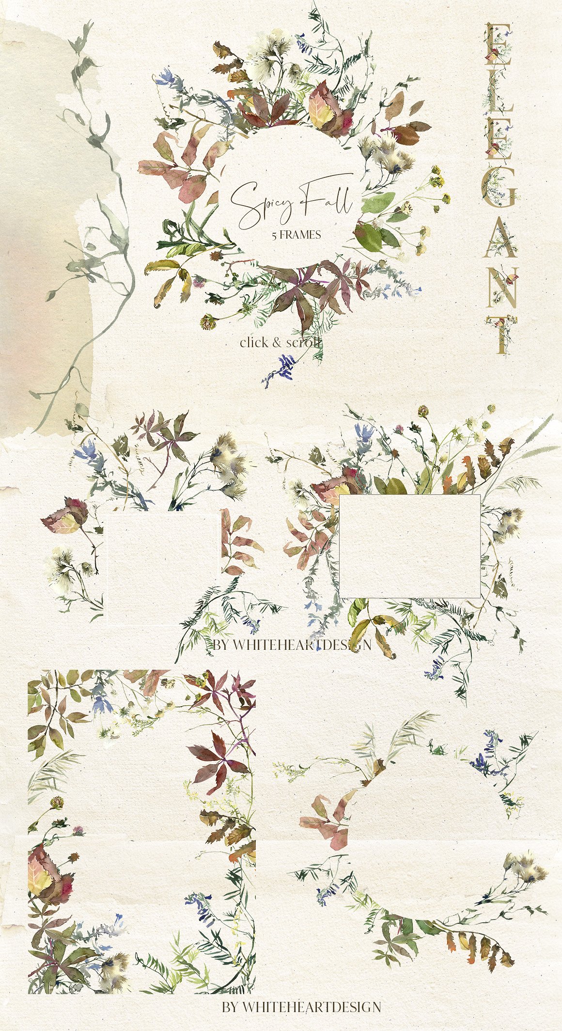 辛辣植物&花卉水彩剪贴画 Spicy Fall Watercolor Leaves Clipart插图(8)