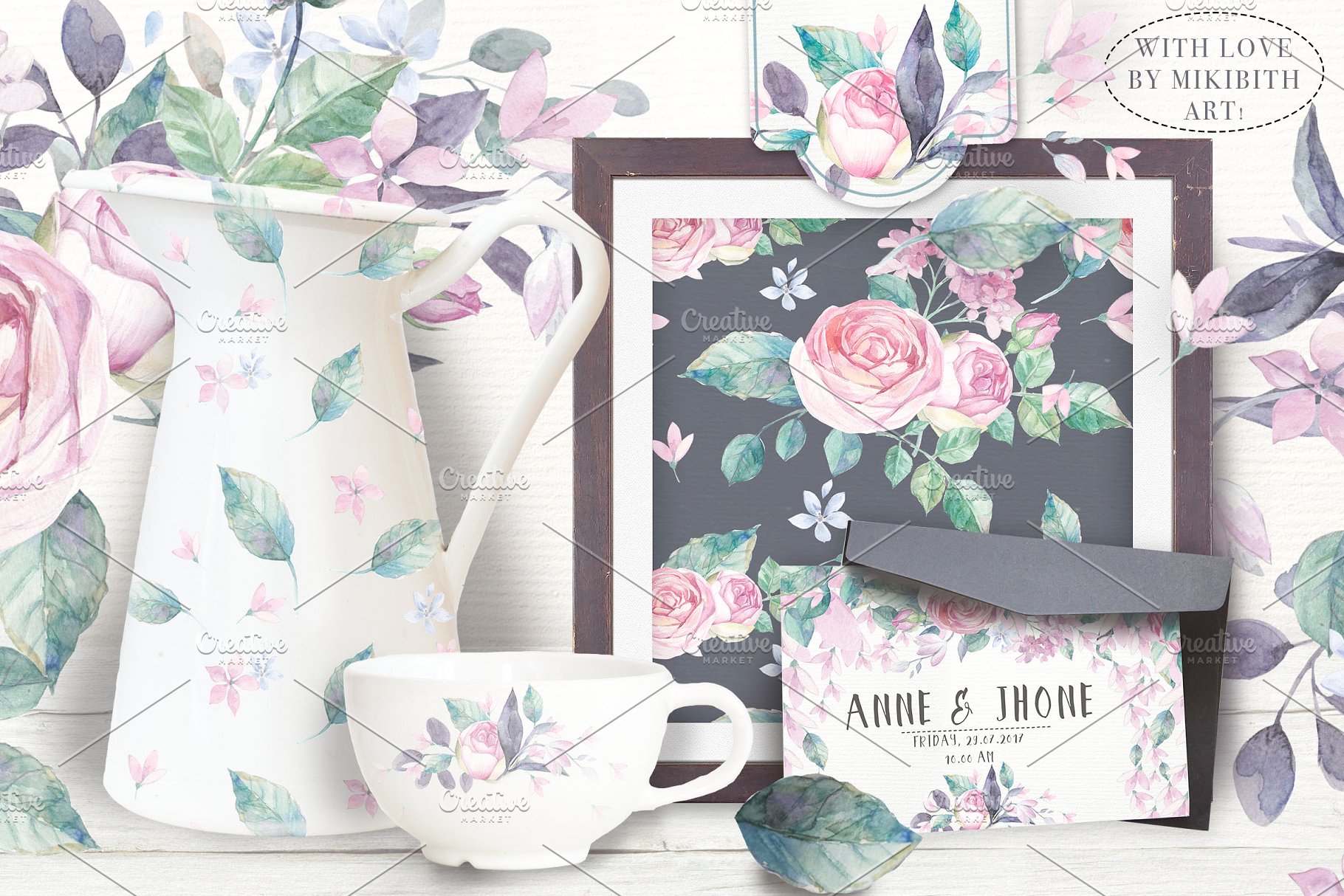 极力推荐：花园与玫瑰水彩设计元素包 The "GARDEN ROSES" set vol.3  [1.84GB]插图(6)